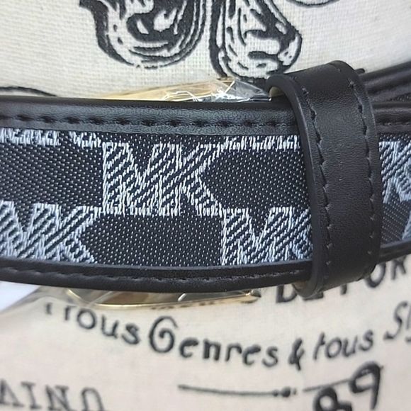 NWT MICHAEL KORS LOGO BLACK & GRAY BELT L main image 8